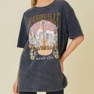 Women's Charcoal Nashville Music City Graphic T Shirt